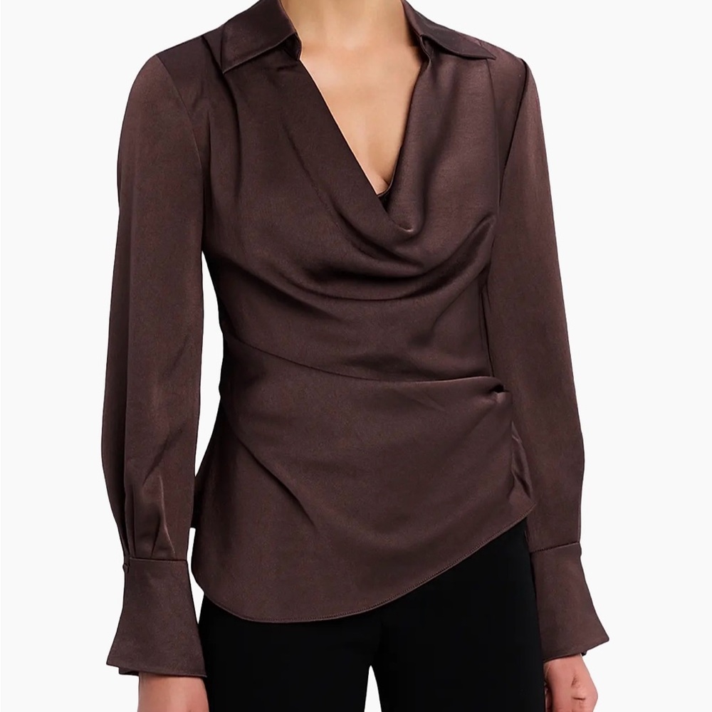 SIMKHAI Symone Long-Sleeve Cowl Neck Top